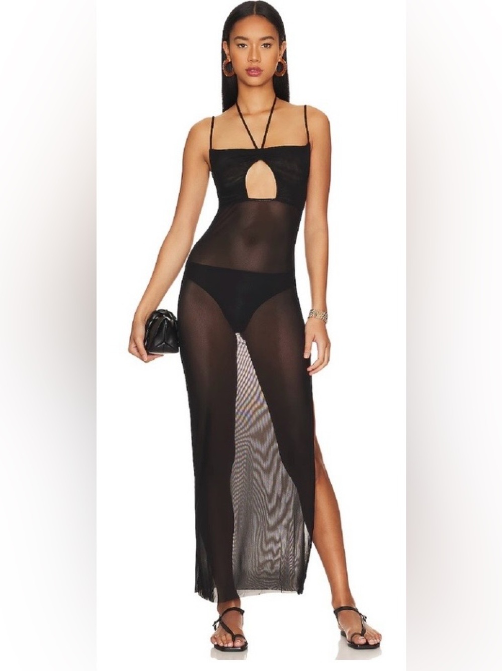 WeWoreWhat Sheer Black Maxi Dress with Keyhole Bodice